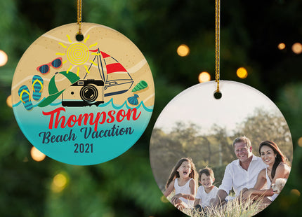personalized personalized beach vacation photo christmas ornament – Christmas ornament, holiday tree decoration or gift