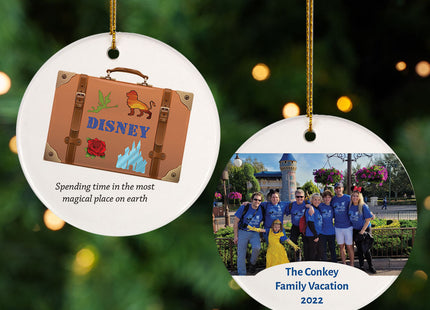 custom personalized magical themepark vacation photo christmas ornament – Christmas ornament, holiday tree decoration or gift
