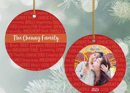 holiday personalized amusement park photo christmas ornament – Christmas ornament, holiday tree decoration or gift