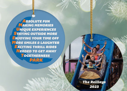 holiday personalized amusement park memories photo christmas ornament – Christmas ornament, holiday tree decoration or gift
