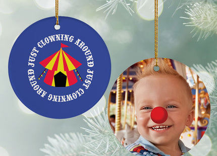 decorative personalized clowning around photo chrsitmas ornament – Christmas ornament, holiday tree decoration or gift