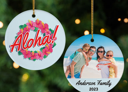 custom personalized aloha photo christmas ornament – Christmas ornament, holiday tree decoration or gift