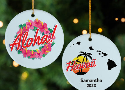 engraved personalized aloha christmas ornament – Christmas ornament, holiday tree decoration or gift