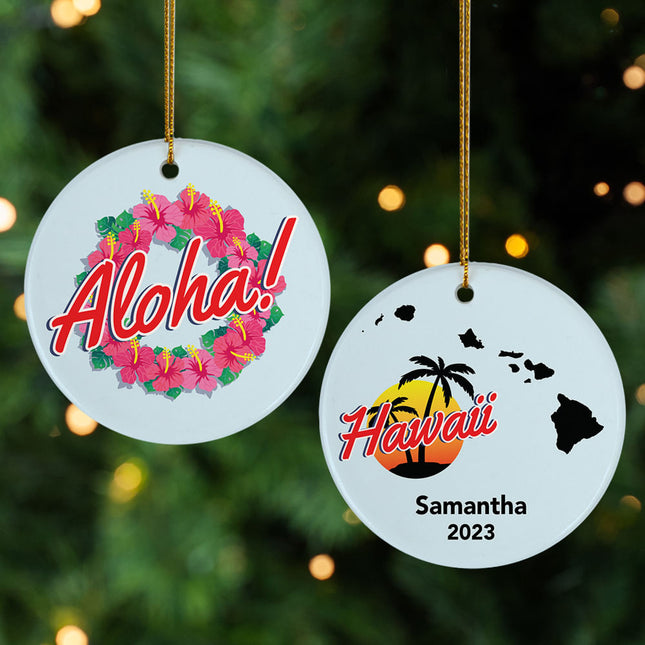 engraved personalized aloha christmas ornament – Christmas ornament, holiday tree decoration or gift