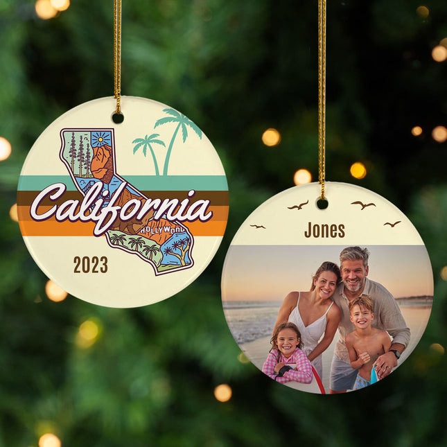 holiday personalized california christmas ornament – Christmas ornament, holiday tree decoration or gift