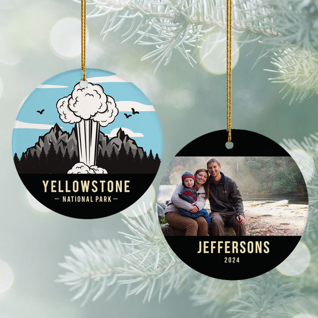 custom personalized yellowstone national park christmas ornament – Christmas ornament, holiday tree decoration or gift