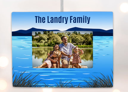 custom personalized lake picture frame photo ornament – Christmas ornament, holiday tree decoration or gift