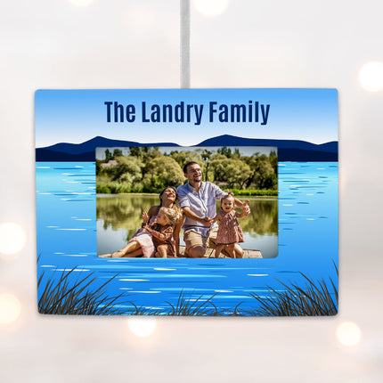 custom personalized lake picture frame photo ornament – Christmas ornament, holiday tree decoration or gift
