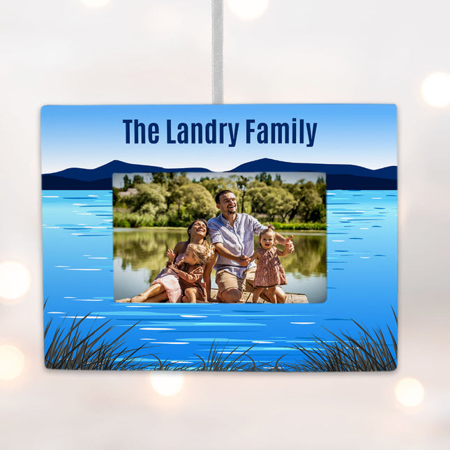 custom personalized lake picture frame photo ornament – Christmas ornament, holiday tree decoration or gift