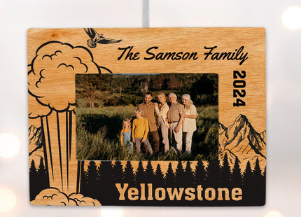 holiday personalized yellowstone national park picture frame photo ornament – Christmas ornament, holiday tree decoration or 