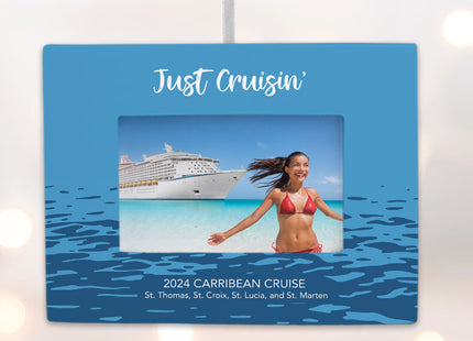 decorative personalized cruise picture frame photo ornament – Christmas ornament, holiday tree decoration or gift
