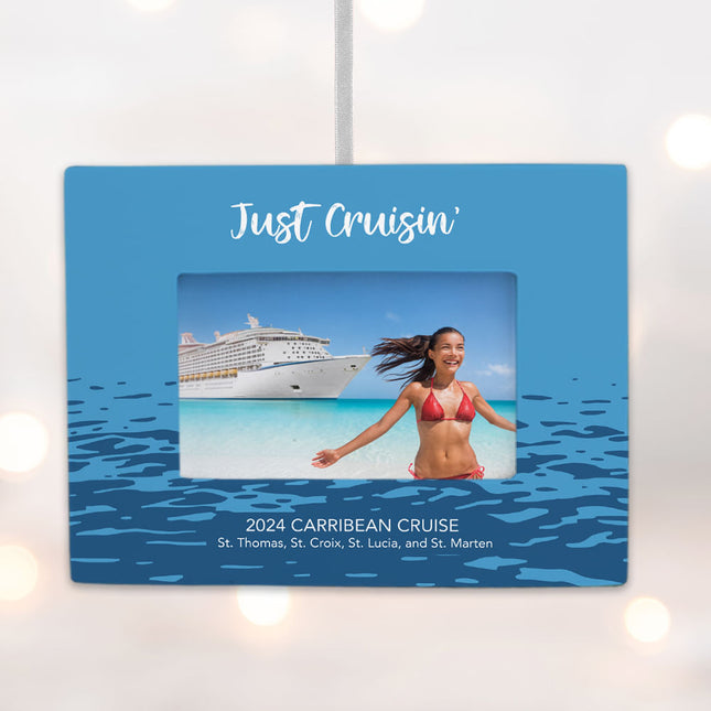 decorative personalized cruise picture frame photo ornament – Christmas ornament, holiday tree decoration or gift