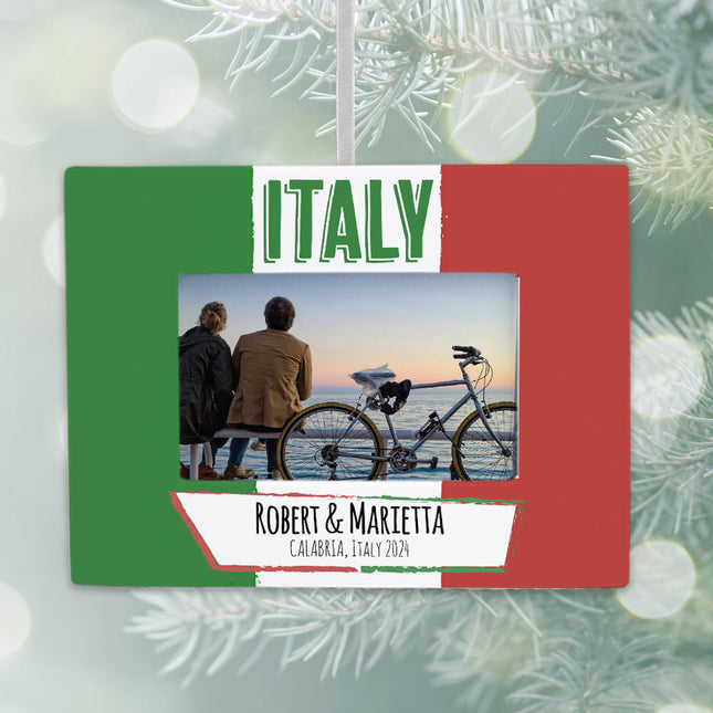 engraved personalized italy picture frame photo ornament – Christmas ornament, holiday tree decoration or gift