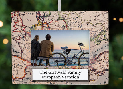 keepsake personalized european vacation picture frame photo ornament – Christmas ornament, holiday tree decoration or gift