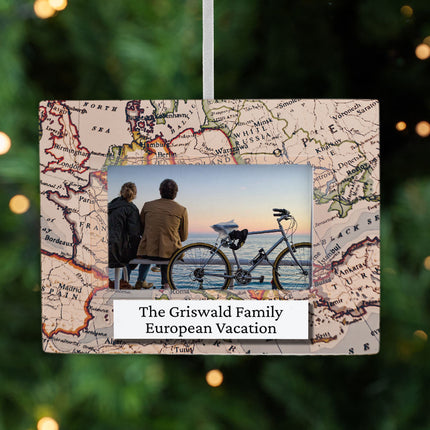 keepsake personalized european vacation picture frame photo ornament – Christmas ornament, holiday tree decoration or gift