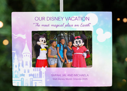 decorative personalized magical themepark picture frame photo ornament – Christmas ornament, holiday tree decoration or gift