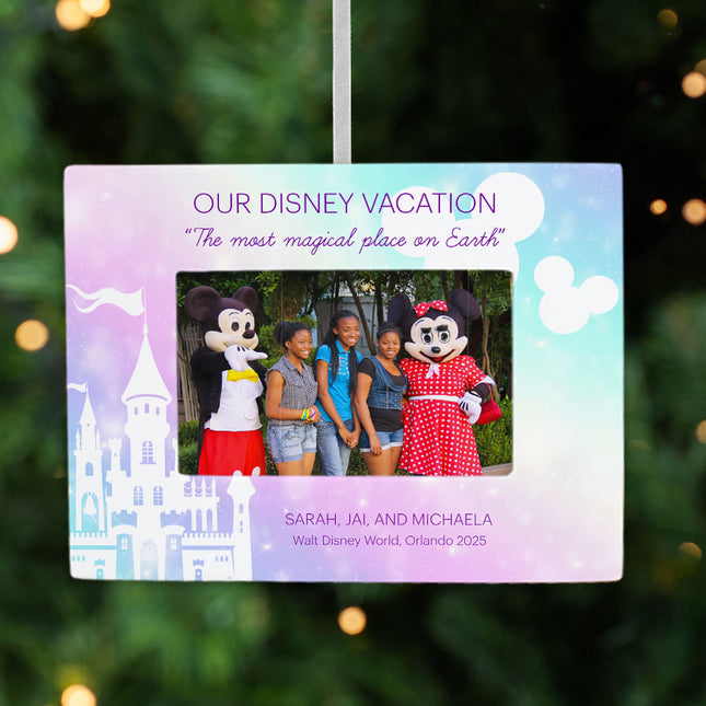 decorative personalized magical themepark picture frame photo ornament – Christmas ornament, holiday tree decoration or gift