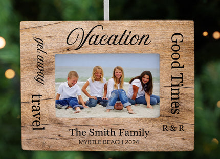 keepsake personalized family vacation picture frame photo ornament – Christmas ornament, holiday tree decoration or gift