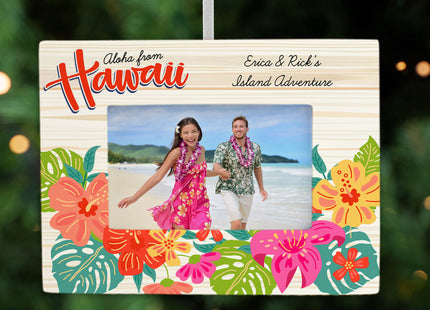 custom personalized hawaii picture frame photo ornament – Christmas ornament, holiday tree decoration or gift