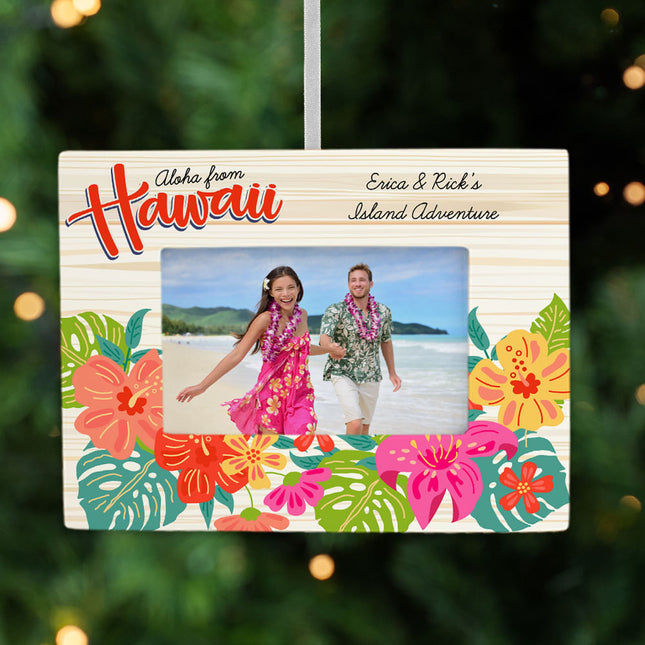 custom personalized hawaii picture frame photo ornament – Christmas ornament, holiday tree decoration or gift