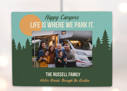 keepsake personalized happy campers picture frame photo ornament – Christmas ornament, holiday tree decoration or gift