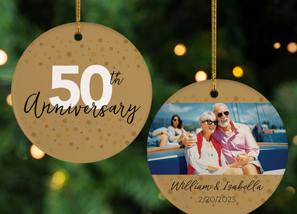 engraved personalized 50th anniversary photo christmas ornament – Christmas ornament, holiday tree decoration or gift