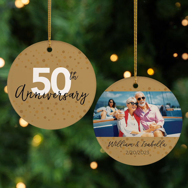 engraved personalized 50th anniversary photo christmas ornament – Christmas ornament, holiday tree decoration or gift