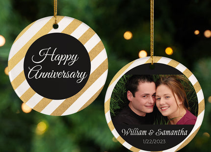 custom personalized happy anniversary christmas ornament – Christmas ornament, holiday tree decoration or gift