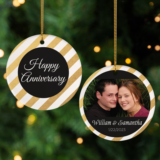 custom personalized happy anniversary christmas ornament – Christmas ornament, holiday tree decoration or gift