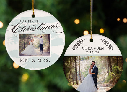 holiday personalized wedding christmas ornament – Christmas ornament, holiday tree decoration or gift