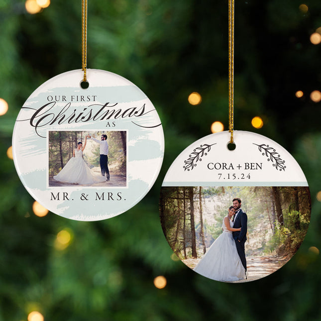 holiday personalized wedding christmas ornament – Christmas ornament, holiday tree decoration or gift