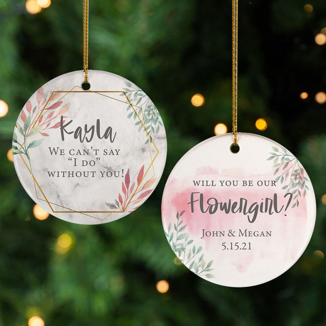 engraved personalized flowergirl wedding christmas ornament – Christmas ornament, holiday tree decoration or gift