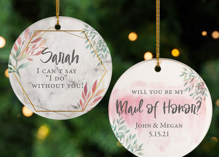 decorative personalized maid of honor christmas ornament – Christmas ornament, holiday tree decoration or gift
