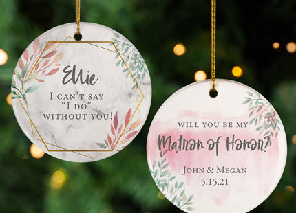 engraved personalized matron of honor christmas ornament – Christmas ornament, holiday tree decoration or gift