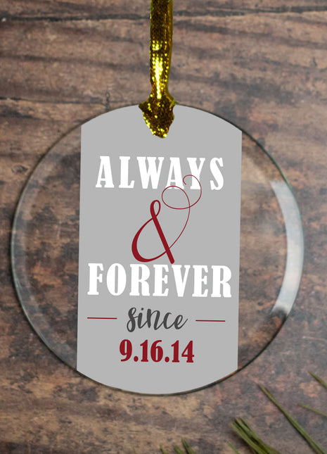Personalized Always & Forever Wedding Christmas Ornament by ORNAMENT SHOP EXCLUSIVE Personalized Glass Ornament