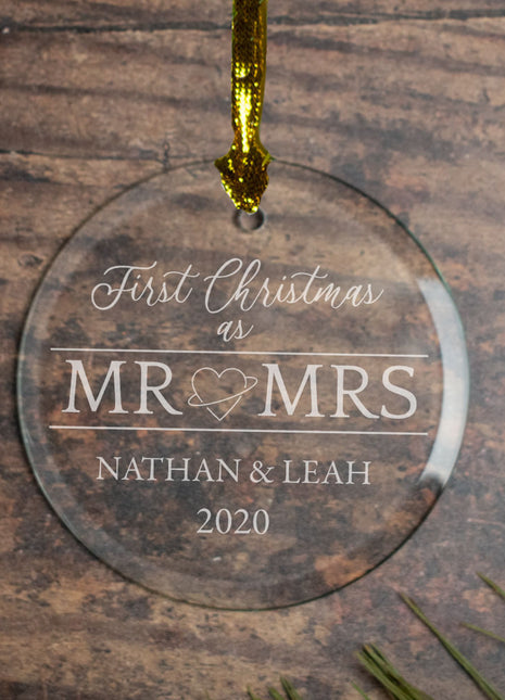 Personalized First Xmas as MR & Mrs Christmas Ornament by ORNAMENT SHOP EXCLUSIVE Personalized Glass Ornament