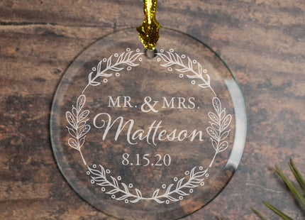 custom personalized mr & mrs botanical christmas ornament – Christmas ornament, holiday tree decoration or gift