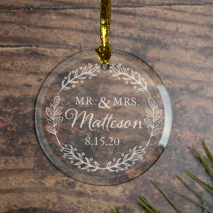 custom personalized mr & mrs botanical christmas ornament – Christmas ornament, holiday tree decoration or gift