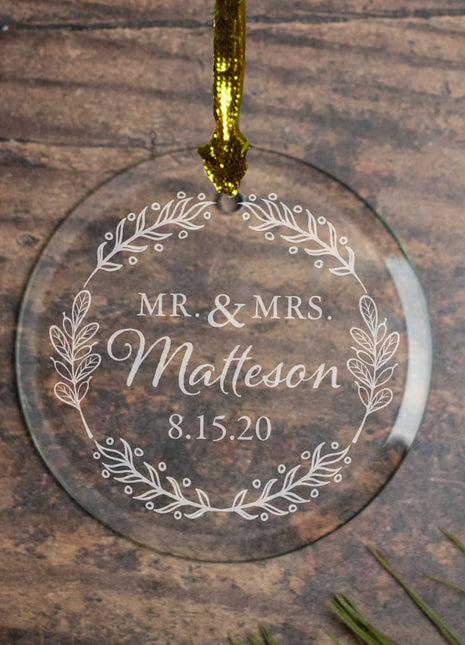 Personalized MR & MRS Botanical Christmas Ornament by ORNAMENT SHOP EXCLUSIVE Personalized Glass Ornament