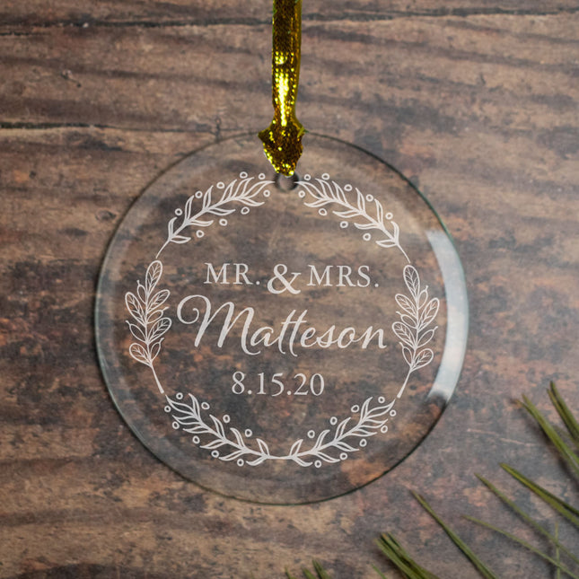 custom personalized mr & mrs botanical christmas ornament – Christmas ornament, holiday tree decoration or gift