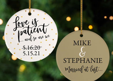 custom personalized love is patient christmas ornament – Christmas ornament, holiday tree decoration or gift