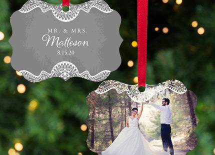 holiday personalized wedding christmas lace christmas ornament – Christmas ornament, holiday tree decoration or gift