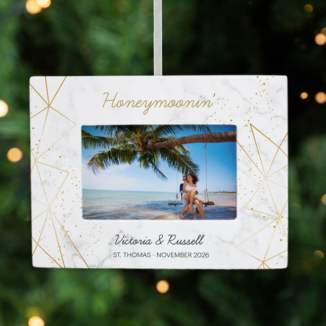 decorative personalized honeymoon picture frame christmas ornament – Christmas ornament, holiday tree decoration or gift