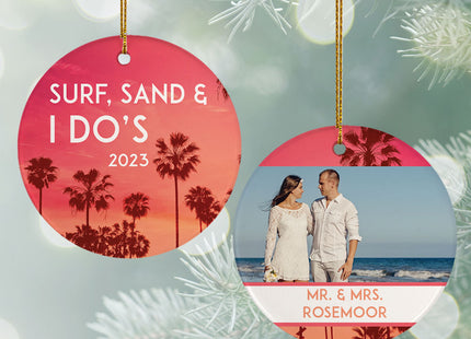 keepsake personalized beach wedding christmas ornament – Christmas ornament, holiday tree decoration or gift