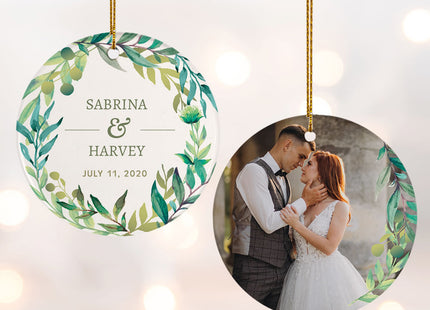 engraved personalized wedding photo christmas ornament – Christmas ornament, holiday tree decoration or gift