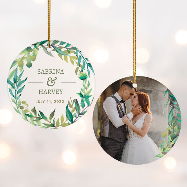 engraved personalized wedding photo christmas ornament – Christmas ornament, holiday tree decoration or gift