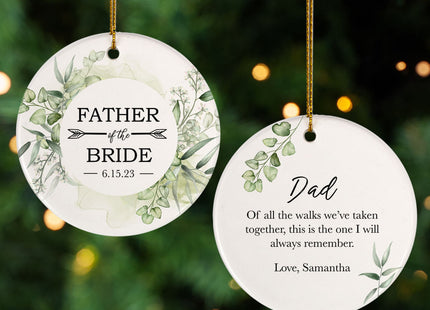 keepsake personalized father of the bride christmas ornament – Christmas ornament, holiday tree decoration or gift