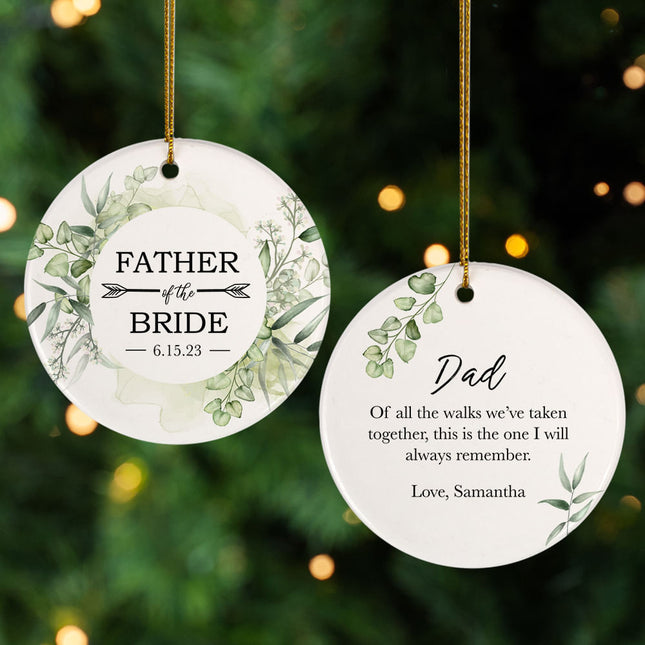 keepsake personalized father of the bride christmas ornament – Christmas ornament, holiday tree decoration or gift