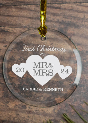 Personalized First Christmas as Mr. & Mrs. Christmas Ornament by ORNAMENT SHOP EXCLUSIVE Personalized Glass Ornament