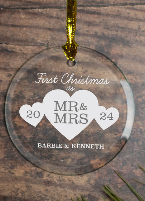 Personalized First Christmas as Mr. & Mrs. Christmas Ornament by ORNAMENT SHOP EXCLUSIVE Personalized Glass Ornament